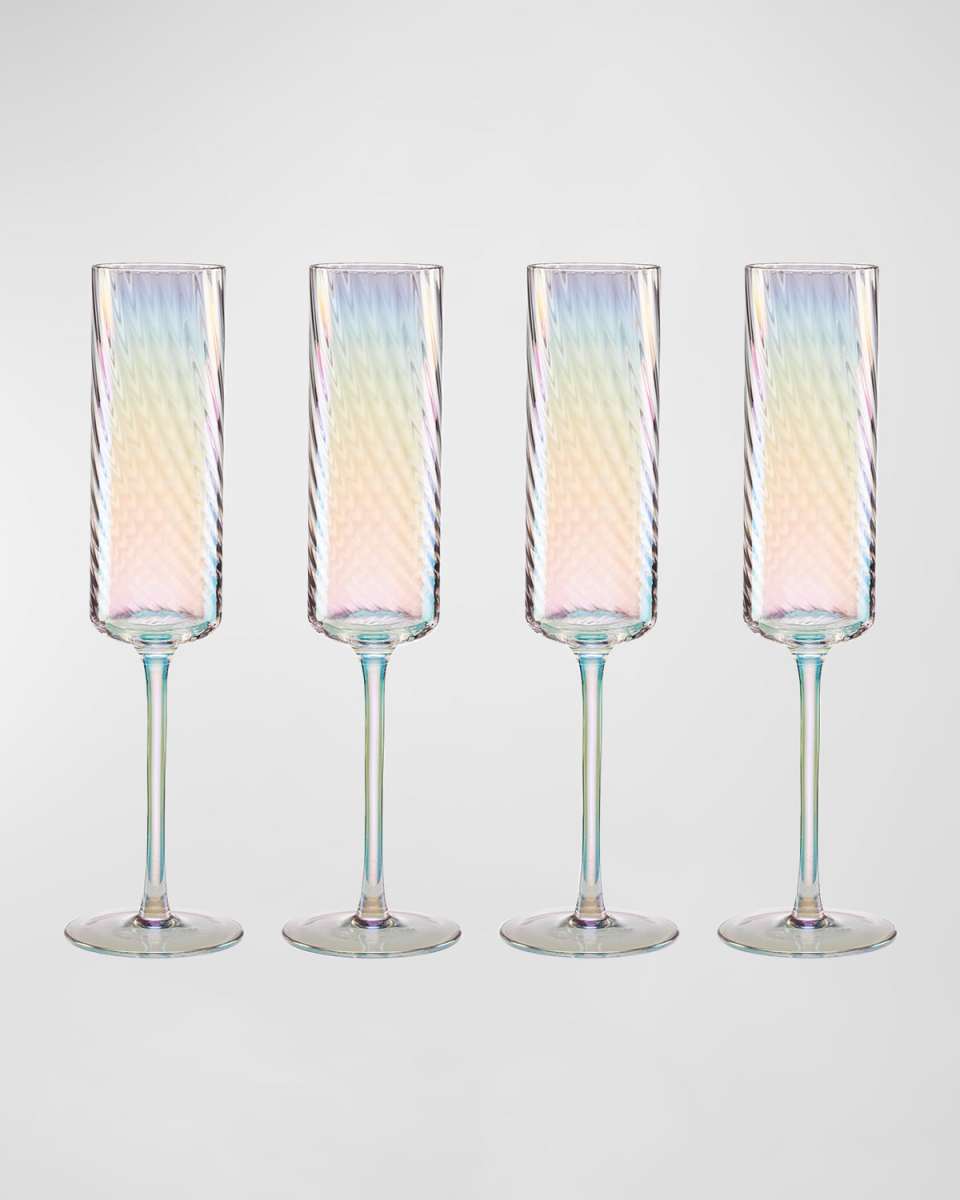 Tuscany Iridescent Flute Glasses, Set of 4